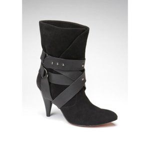 NWB Mea Shadow Cassandra Black Suede Harness Boots
